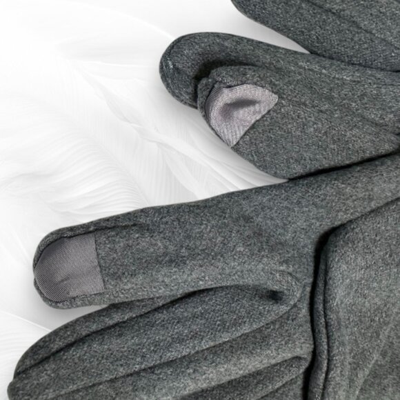 Gray Winter Gloves for Women Elegant Touchscreen Gloves with Faux Fur Cuffs - Picture 3 of 5